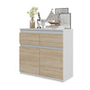 NOAH - Chest of 2 Drawers and 2 Doors - Bedroom Dresser Storage Cabinet Sideboard - White Matt / Sonoma Oak H29 1/2" W31 1/2" D13 3/4"