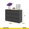 GABRIEL - Chest of 6 Drawers - Bedroom Dresser Storage Cabinet Sideboard - Anthracite H28" W39 3/8" D13"