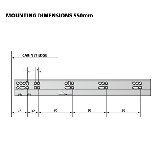 Set of Soft-Close Undermount Slides (left and right), Full Extension - 22 inch