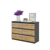 GABRIEL - Chest of 6 Drawers - Bedroom Dresser Storage Cabinet Sideboard - Anthracite / Wotan Oak H28" W39 3/8" D13"