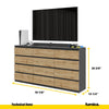 GABRIEL - Chest of 12 Drawers (8+4) - Bedroom Dresser Storage Cabinet Sideboard - Anthracite / Wotan Oak H36 3/8" W70 7/8" D13 1/4