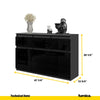 NOAH - Chest of 3 Drawers and 3 Doors - Bedroom Dresser Storage Cabinet Sideboard - Anthracite / Black Gloss H29 1/2" W47 1/4" D13 3/4"