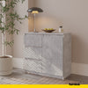 MIKEL - Chest of 3 Drawers and 1 Door - Bedroom Dresser Storage Cabinet Sideboard - Concrete H29 1/2" W31 1/2" D13 3/4"