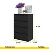 GABRIEL - Chest of 4 Drawers - Bedroom Dresser Storage Cabinet Sideboard - Black Matt H36 3/8" W23 5/8" D13 1/4"