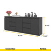 MIKEL - Chest of 6 Drawers and 3 Doors - Bedroom Dresser Storage Cabinet Sideboard - Anthracite H29 1/2" W78 3/4" D13 3/4"