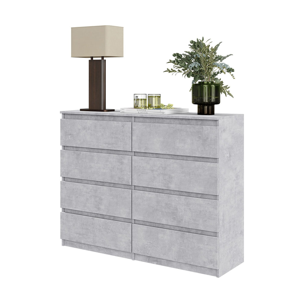 GABRIEL - Chest of 8 Drawers - Bedroom Dresser Storage Cabinet Sideboard - Concrete H36 3/8" W47 1/4" D13 1/4"