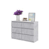 GABRIEL - Chest of 6 Drawers - Bedroom Dresser Storage Cabinet Sideboard - Concrete H28" W39 3/8" D13"