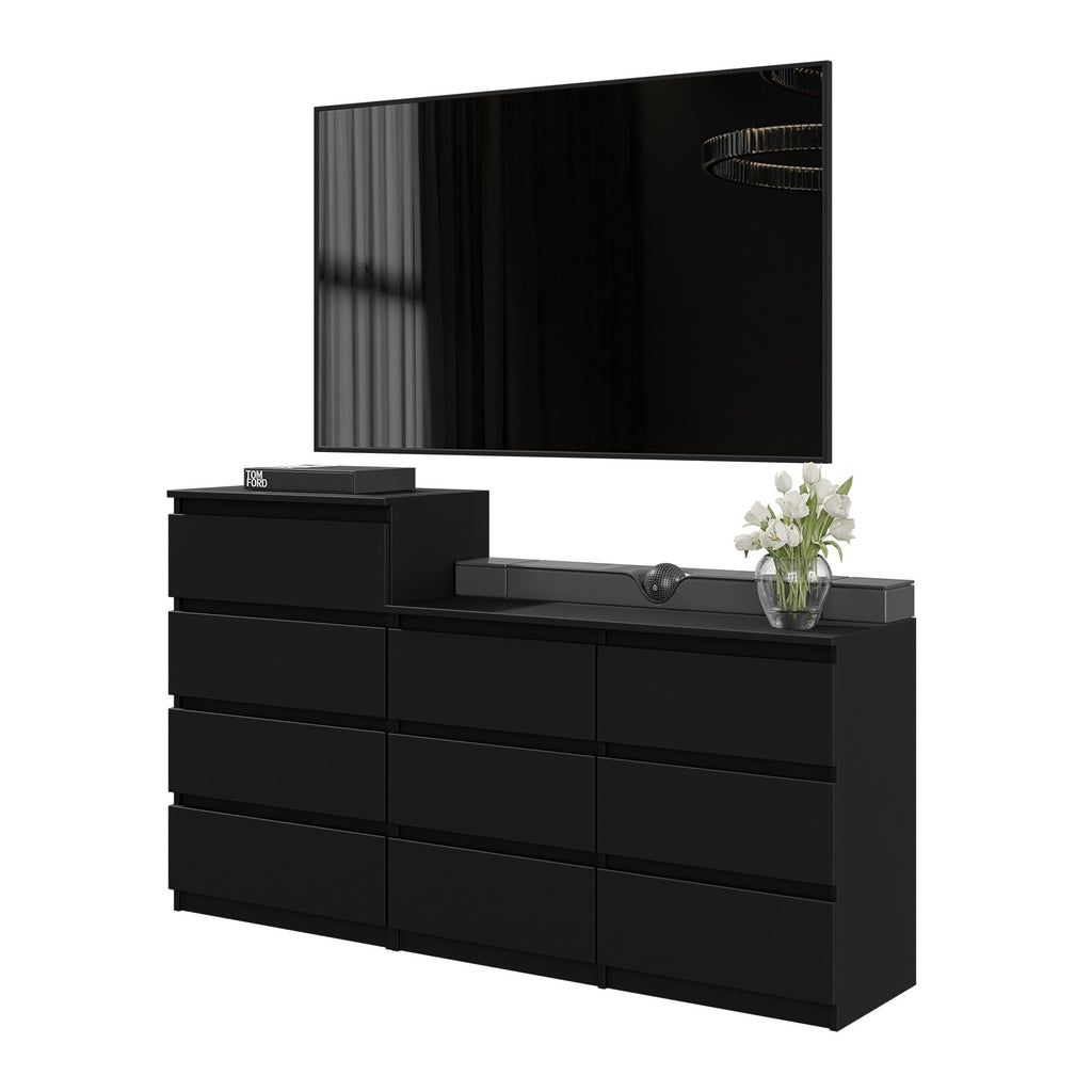 GABRIEL - Chest of 10 Drawers (6+4) - Bedroom Dresser Storage Cabinet Sideboard - Black Matt H36 3/8" / 27 1/2" W63" D13 1/4" - Furnica GABRIEL - Chest of 10 Drawers (6+4) - Bedroom Dresser Storage Cabinet Sideboard - Black Matt H36 3/8" / 27 1/2" W63" D13 1/4" - Furnica