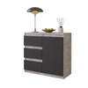 MIKEL - Chest of 3 Drawers and 1 Door - Bedroom Dresser Storage Cabinet Sideboard - Concrete / Anthracite H29 1/2" W31 1/2" D13 3/4"