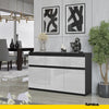 NOAH - Chest of 3 Drawers and 3 Doors - Bedroom Dresser Storage Cabinet Sideboard - Anthracite / White Gloss H29 1/2" W47 1/4" D13 3/4"