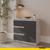 MIKEL - Chest of 3 Drawers and 1 Door - Bedroom Dresser Storage Cabinet Sideboard - Concrete / Anthracite H29 1/2" W31 1/2" D13 3/4"