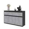 NOAH - Chest of 3 Drawers and 3 Doors - Bedroom Dresser Storage Cabinet Sideboard - Anthracite / Concrete H29 1/2" W47 1/4" D13 3/4"