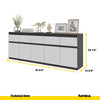 NOAH - Chest of 5 Drawers and 5 Doors - Bedroom Dresser Storage Cabinet Sideboard - Anthracite / White Matt H29 1/2" W78 3/4" D13 3/4"
