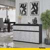 NOAH - Chest of 3 Drawers and 3 Doors - Bedroom Dresser Storage Cabinet Sideboard - Anthracite / Concrete H29 1/2" W47 1/4" D13 3/4"