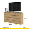 GABRIEL - Chest of 12 Drawers (8+4) - Bedroom Dresser Storage Cabinet Sideboard - Wotan Oak H36 3/8" W70 7/8" D13 1/4