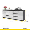 MIKEL - Chest of 6 Drawers and 3 Doors - Bedroom Dresser Storage Cabinet Sideboard - Anthracite / White Gloss H29 1/2" W78 3/4" D13 3/4"