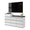 GABRIEL - Chest of 10 Drawers (6+4) - Bedroom Dresser Storage Cabinet Sideboard - Concrete / White Gloss H36 3/8" / 27 1/2" W63" D13 1/4"