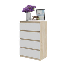 GABRIEL - Chest of 4 Drawers - Bedroom Dresser Storage Cabinet Sideboard - Sonoma Oak / White Matt H36 3/8" W23 5/8" D13 1/4"