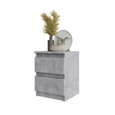 GABRIEL - Bedside Table - Nightstand with 2 drawers - Concrete H15 3/4" W11 3/4" D11 3/4"