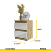 GABRIEL - Bedside Table - Nightstand with 2 drawers - Wotan Oak / White Gloss H15 3/4" W11 3/4" D11 3/4"