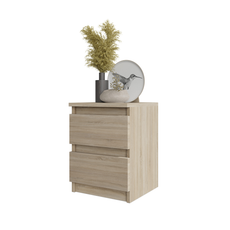 GABRIEL - Bedside Table - Nightstand with 2 drawers - Sonoma Oak H15 3/4" W11 3/4" D11 3/4"