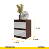 GABRIEL - Bedside Table - Nightstand with 2 drawers - Wenge / White Gloss H15 3/4" W11 3/4" D11 3/4"