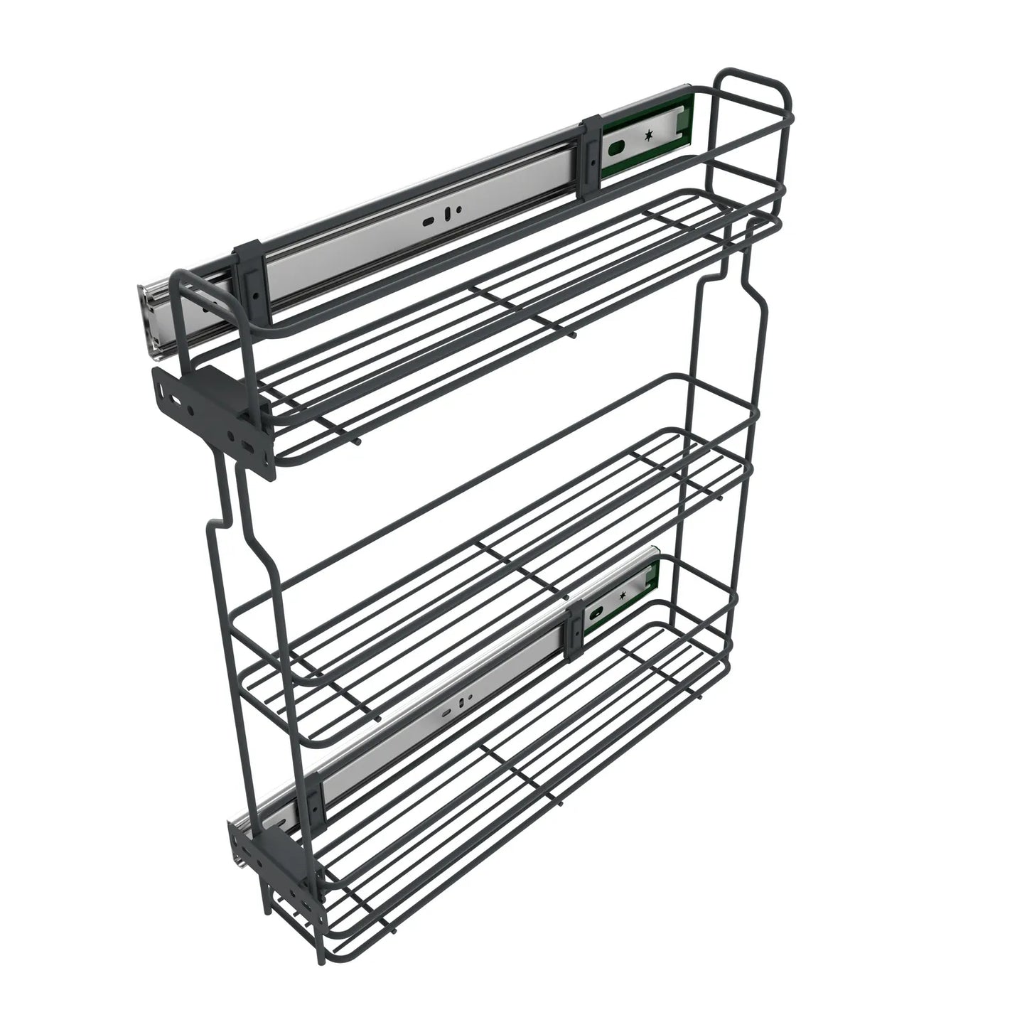 Pull Out Pantry Shelf 7-7/8 inch (20 cm) – 3 Tiers, Anthracite – Narrow Kitchen Cabinet Organizer
