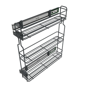 Pull Out Pantry Shelf 7-7/8 inch (20 cm) – 3 Tiers, Anthracite – Narrow Kitchen Cabinet Organizer