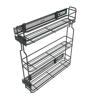 Pull Out Pantry Shelf 7-7/8 inch (20 cm) – 3 Tiers, Anthracite – Narrow Kitchen Cabinet Organizer