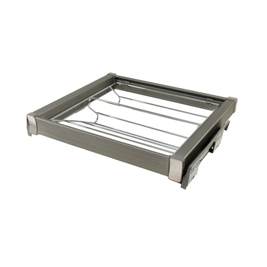 Pull-Out Shoe Rack Shelf 23-5/8 inch (60 cm) Soft-Close - Chrome/Aluminum - Gray