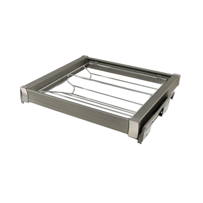 Pull-Out Shoe Organizer Shelf for 35-7/16 inch (90 cm) Slim Shoe Cabinet - Soft-Close - Chrome/Aluminum - Gray