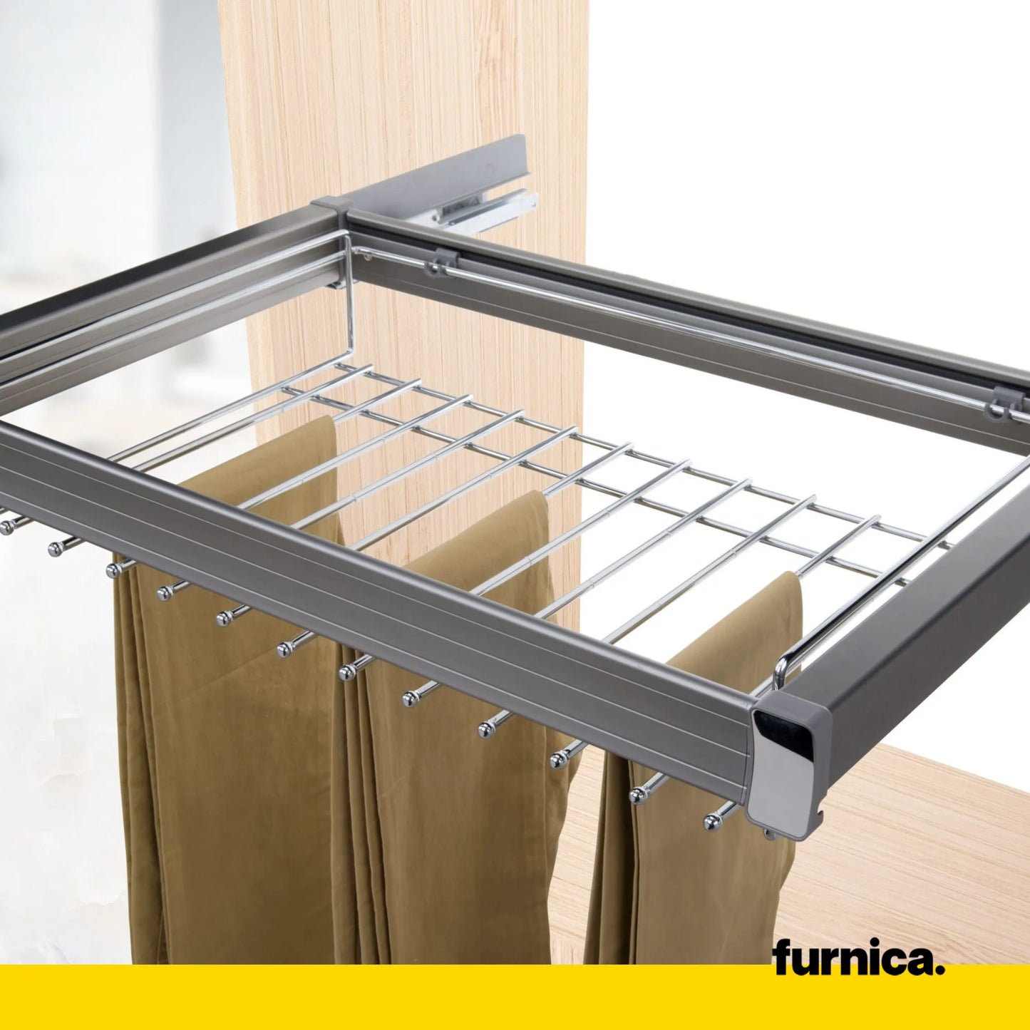 Pull-Out Trouser Rack 2 for 35-7/16 inch (90 cm) Armoire Soft-Close - Single Shelf - Gray