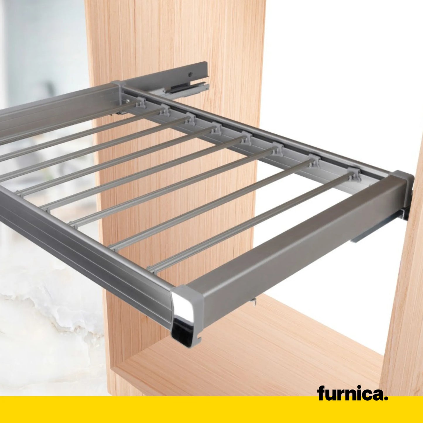 Pull-Out Trouser Rack for 35-7/16 inch (90 cm) Cabinet Soft-Close - Single Shelf - Gray