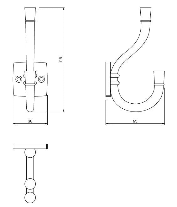 Double Coat Hook - 4-1/2 inch (115 mm) - Chrome