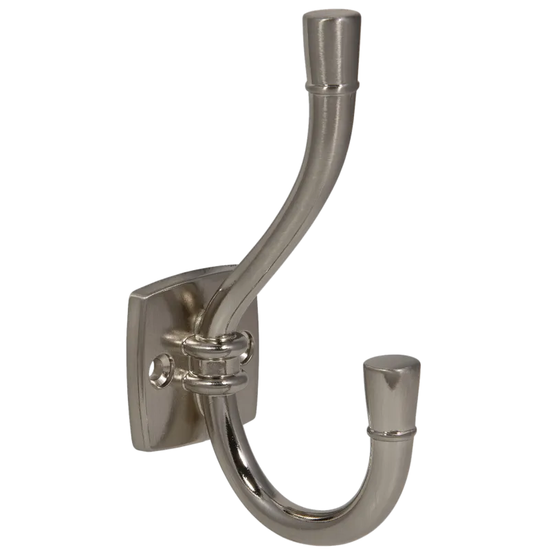 Double Coat Hook - 4-1/2 inch (115 mm) - Brushed Steel