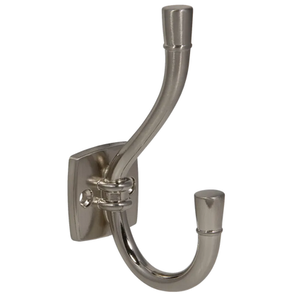 Double Coat Hook - 4-1/2 inch (115 mm) - Brushed Steel