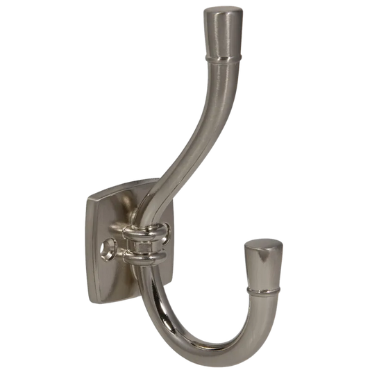 Double Coat Hook - 4-1/2 inch (115 mm) - Brushed Steel