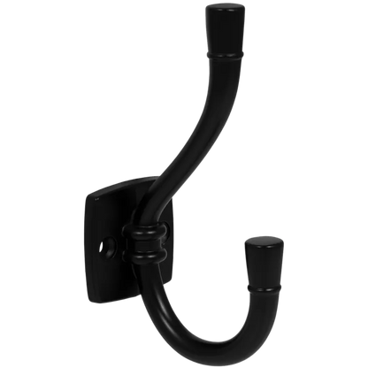 Double Coat Hook - 4-1/2 inch (115 mm) - Black