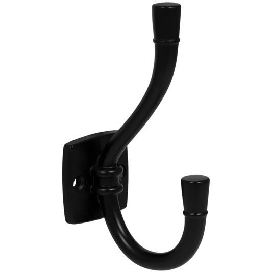 Double Coat Hook - 4-1/2 inch (115 mm) - Black