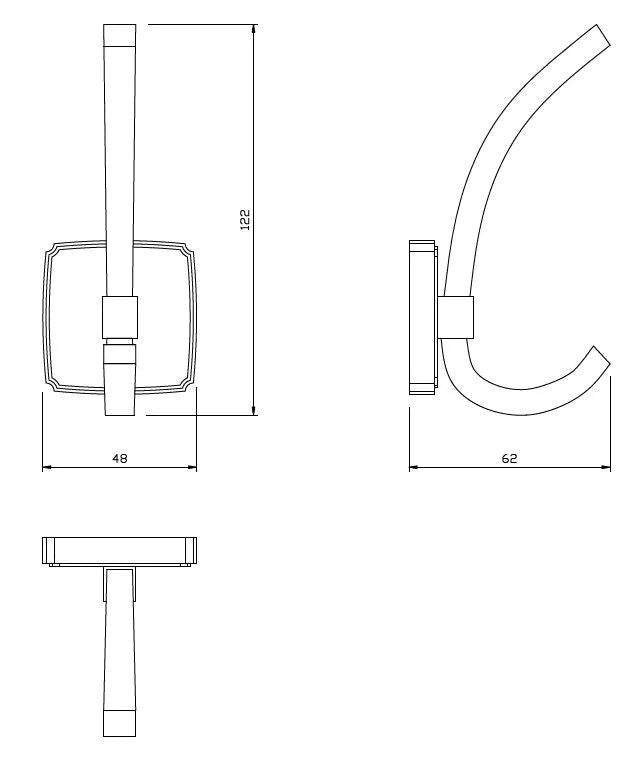 Double Coat Hook - 4-13/16 inch (122 mm) - Chrome