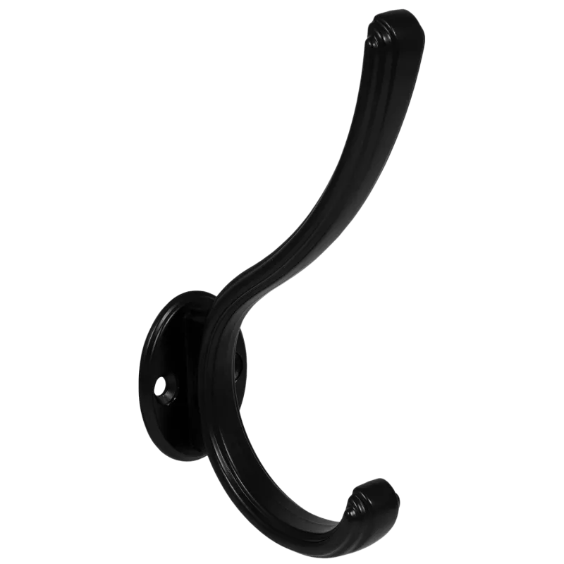 Double Coat and Hat Hook - 4-7/8 inch (124 mm) - Black