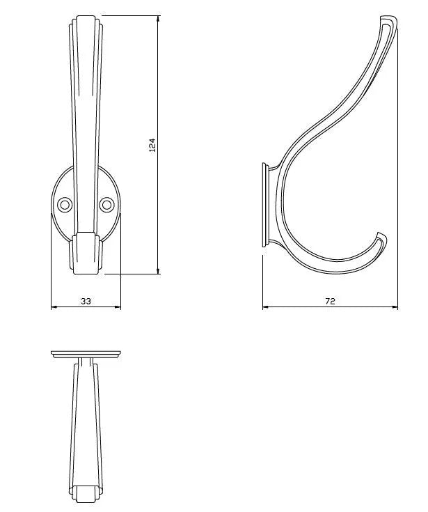 Double Coat and Hat Hook - 4-7/8 inch (124 mm) - Black