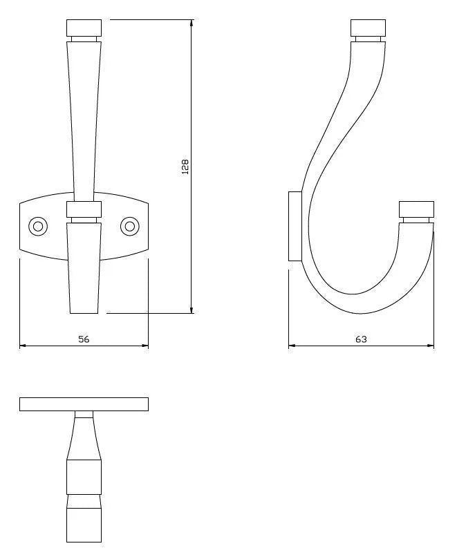 Double Coat Hook - 5-1/16 inch (128 mm) - Chrome