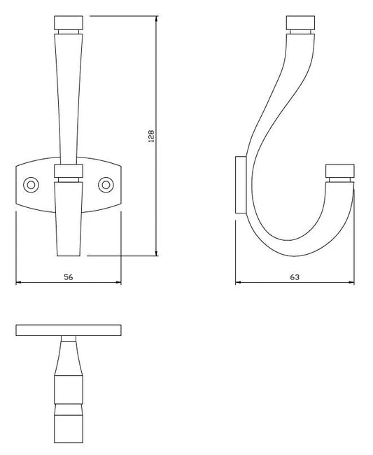 Double Coat Hook - 5-1/16 inch (128 mm) - Black