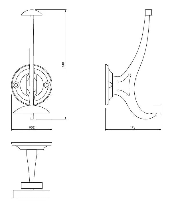 Double Coat Hook - 5-1/2 inch (140 mm) - Black