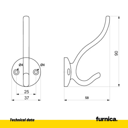 Classic Double Coat Hook - Satin