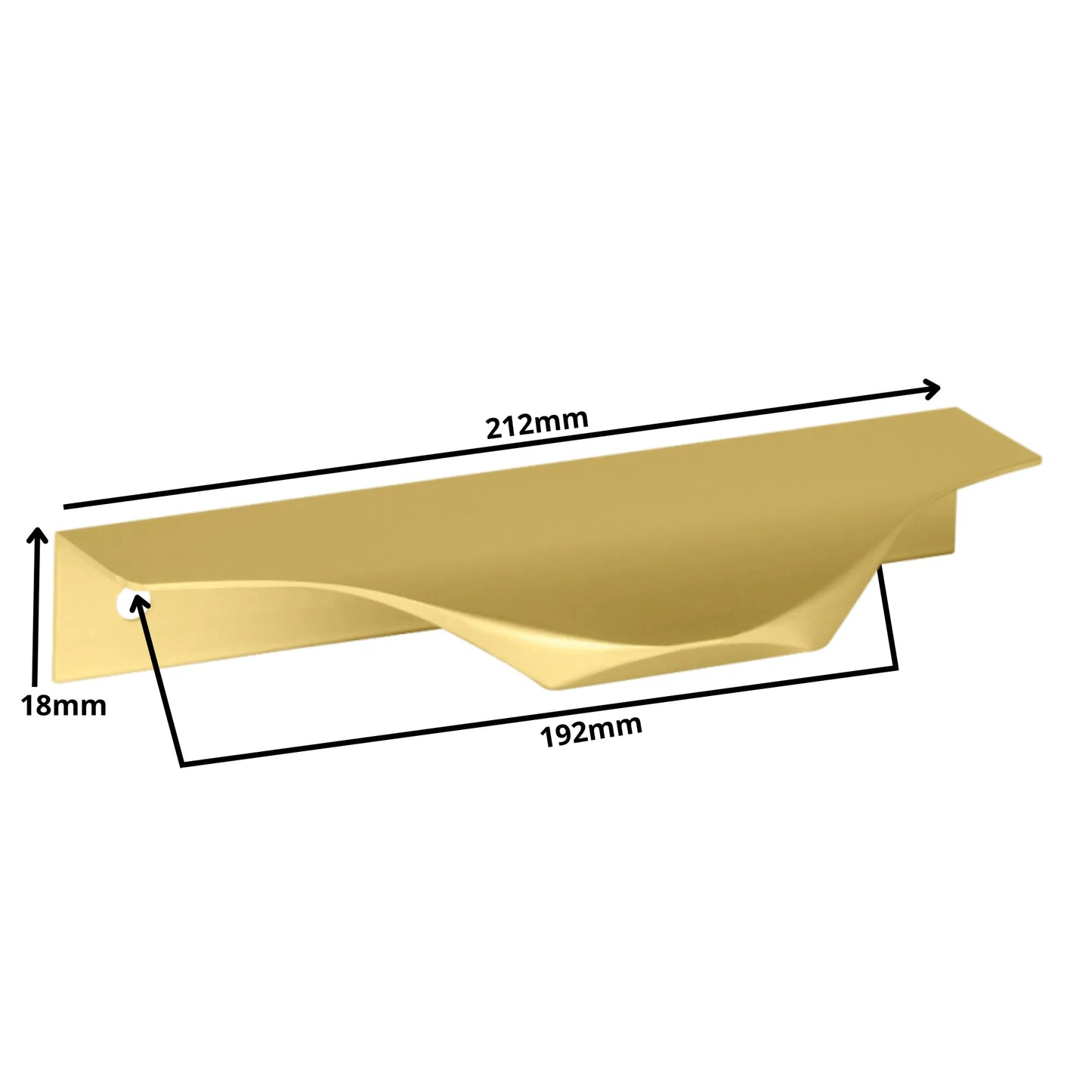 Edge Grip Round Profile Edge Pull 192mm cabinet handles (8-3/8 inch / 212 mm overall length) - Gold