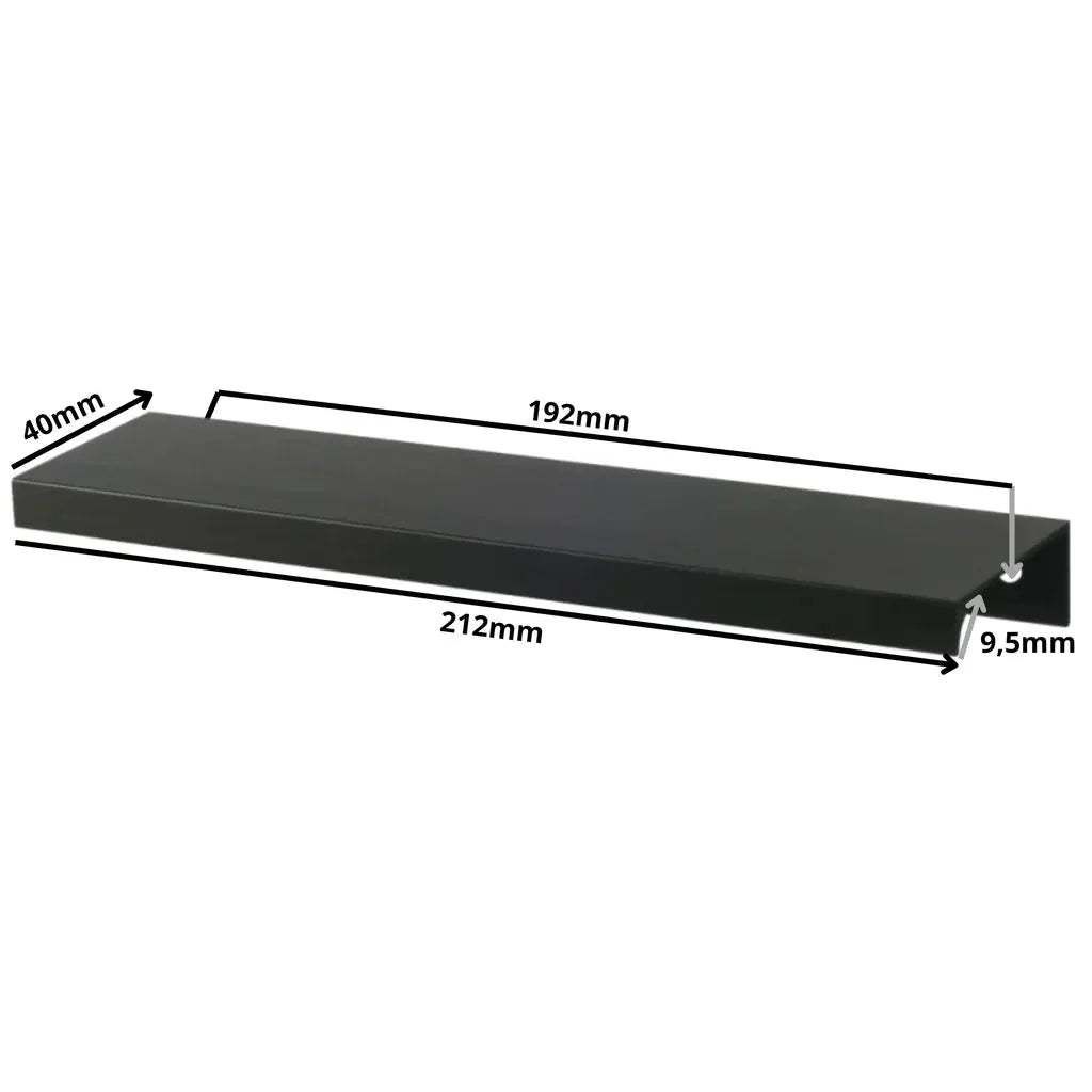 Edge Grip Round Profile 192mm Cabinet Handles (8-3/8 inch / 212 mm Overall Length) - Matte Black