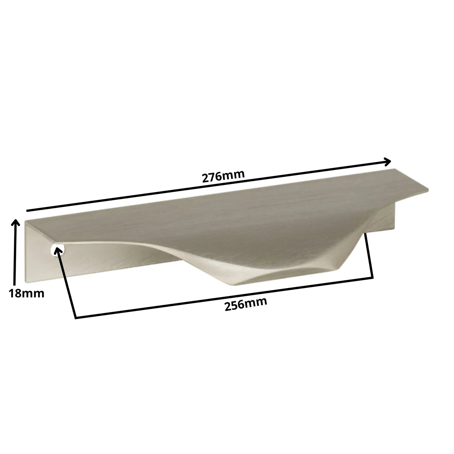 Edge Grip Round Profile Cabinet Pull 10-1/16 inch (256 mm) (10-7/8 inch / 276 mm Overall Length) - Brushed Stainless Steel