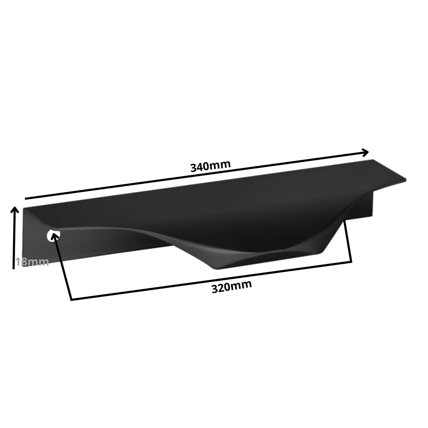 Edge Grip Round Profile Handle 12-5/8 inch (320 mm) Center-to-Center (13-3/8 inch / 340 mm Overall Length) - Matte Black